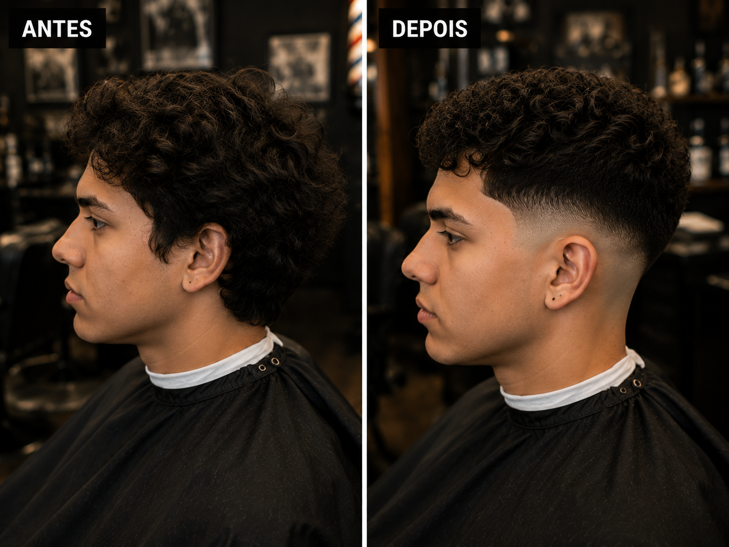 Antes e depois de corte